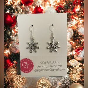 SNOWFLAKE STERLING SILVER PIERCED EARRINGS